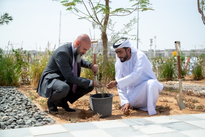 Mohammed Alhashmi, Chief Technology Officer at Expo 2020 Dubai and Shukri Eid, Managing Director, Cisco Gulf Region mark the milestone with planting a Ghaf tree at the Expo 2020 site in Dubai. Cisco celebrates network milestone at Expo 2020 Dubai Site