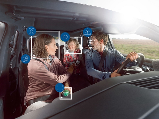 Bosch's interior monitoring camera can tell who is about to drive and adjust the rear-view mirror, seating position, steering-wheel height, and infotainment system to preset personal preferences. Bosch helps cars keep an eye on their passengers