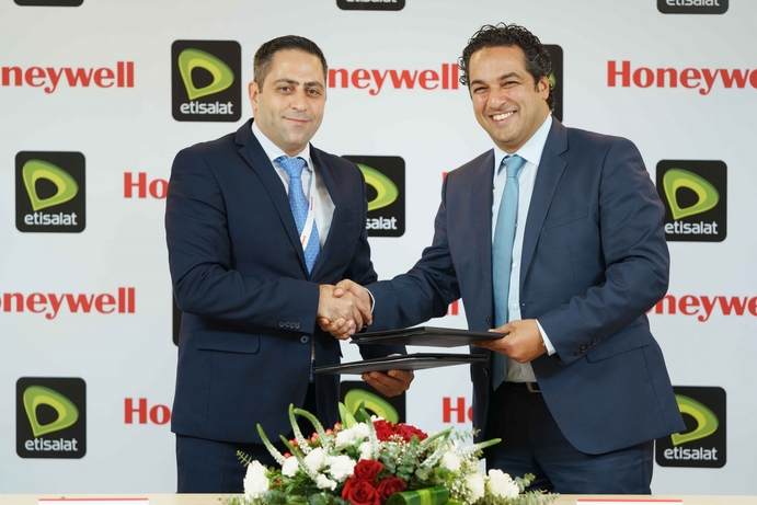 George Bou Mitri, vice president and general manager for Honeywell Building Technologies in the Middle East, Turkey and Africa appears with Amr Fathy, IT Vice President at Etisalat Misr. Honeywell, Etisalat Misr collaborate to deploy technology for Egypt’s new smart city