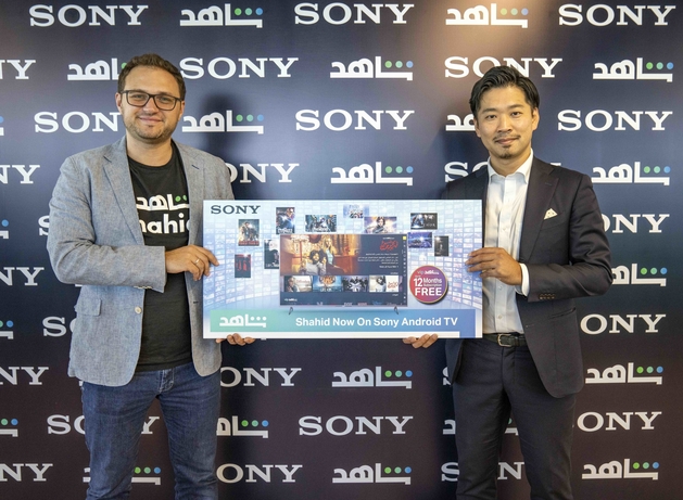 Oleg Nesterenko, marketing director, Shahid and Shuichi Mugitani, head of marketing, Sony Middle East and Africa and Olannounce a partnership that features Shahid App on Sony Bravia 4K Android TVs. Sony Bravia TVs to ship with Arabic SVOD service Shahid