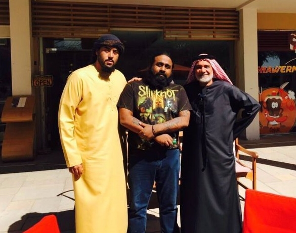 S.A. Zaidi on the sets of Aerials along wtih members cast and crew. Emirati sci-fi film Aerials premieres on Netflix