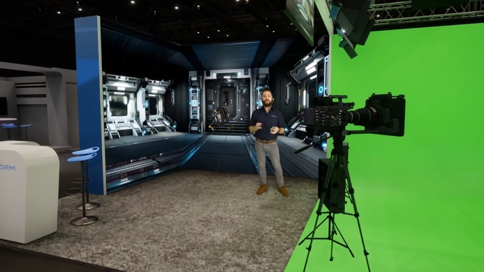 Brainstorm staff were able to produce photorealistic virtual production with two presenters located in their own homes in different cities. Brainstorm demonstrates 3D solutions using its own products