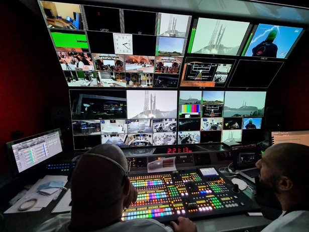 Inside Media Mania's OB2 during the Hope Probe launch with FOR-A set up pictured, including FOR-A HVS-2000 switcher and MV-4200 multi-viewers.
Meet the companies behind broadcasting UAE’s Mars Hope Probe