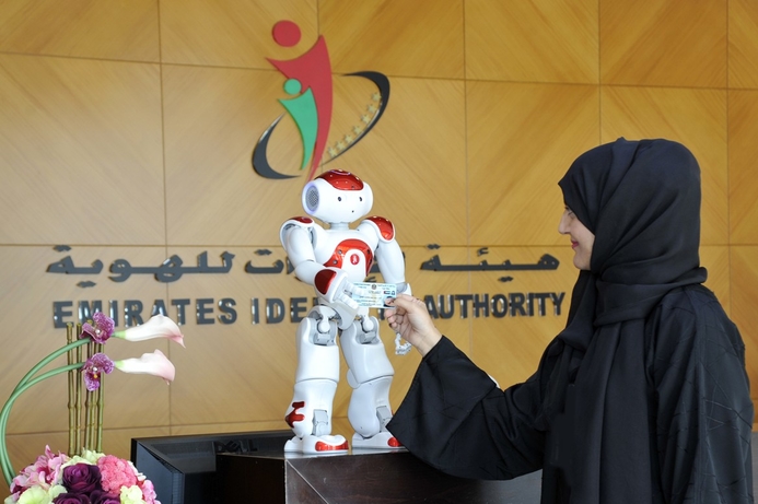 Emirates ID Authority: "Hamad can sense the presence of a customer and start to greet the customer when approached. He knows the time of the day and greets customers accordingly." Emirates ID to launch robot for customer service