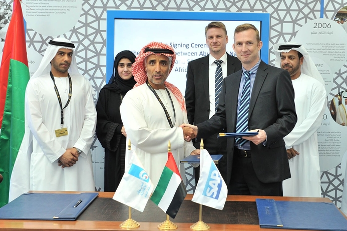 (l-r): Darwish Abdulla Al Qubaisi, Director of Shared & Technical Services Directorate in ADNOC, and George Riding, Chief Financial Officer of SAP Middle East and North Africa. ADNOC and SAP sign strategic partnership