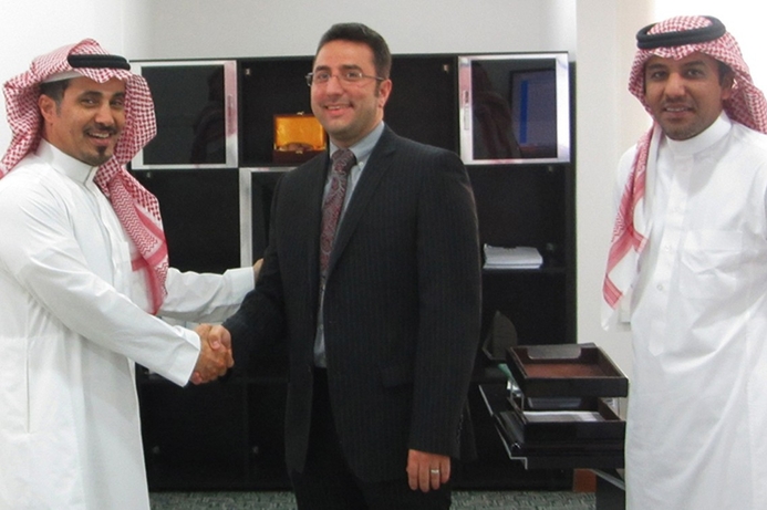 Zaid Al Shabanat, CEO, NCBS, Safwat Alshawaf, territory manager, Saudi Arabia at Interactive Intelligence and Naif Bin Hwail, head of contact centre, NCBS. Interactive Intelligence signs NCBS as Elite Partner for KSA