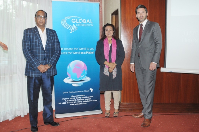 Mario M. Veljovic, VP, Solutions MENA (right) with the Global Uganda team at the official launch of the East Africa operation. Global Distribution opens East Africa subsidiary