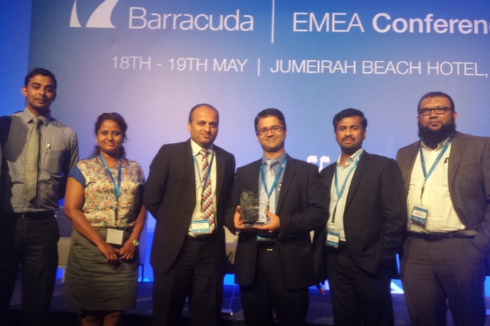 The Think Software Services team receives the Barracuda award. Think Software Services bags Barracuda accolade