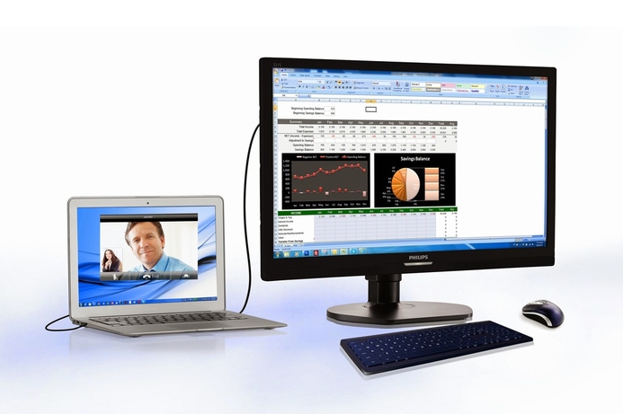 A single USB cable allows a notebook to access any peripherals connected to the monitor. MMD launches Philips USB Docking Monitor