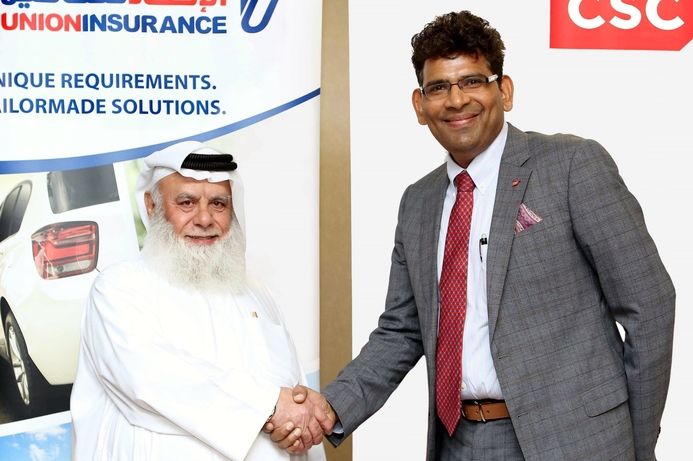 (l-r): Abdul Muttaleb Al Jaedi, Managing Director and Chief Executive Officer,
Union Insurance with Alok Bapna, Managing Director, CSC Middle East and Africa. Union Insurance first in ME to deploy CSC's Integral applications