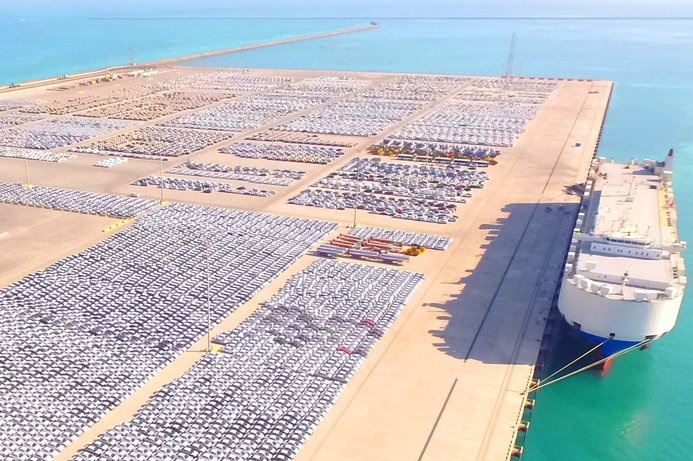 RORO cargo at Abu Dhabi Khalifa Port. Abu Dhabi Ports launches new cargo e-services