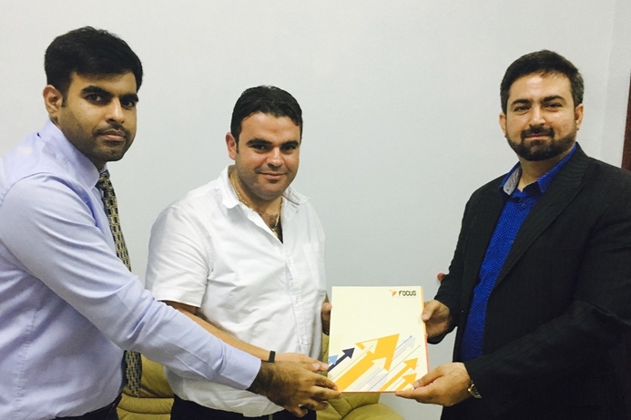 Eng. Joseph Kfoury (managing director) from Omani Lebanese Company signing the deal with Mr. Syed Raza (operations manager) & Mr. Prakash Navani (Sr. Software Consultant) from Focus Softnet. Omani Lebanese Company implements Focus ERP across business divisions