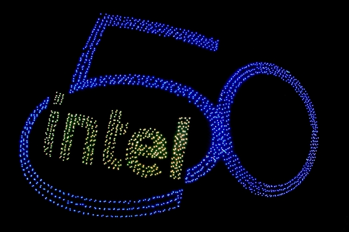 Intel used 2,018 of its Shooting Star drones for the display. Intel sets world record for drone flying