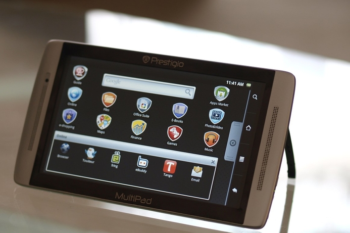 The new Prestigio MultiPad tablet supports phone calls. Asbis touts its Prestigio MultiPad tablet with 3G
