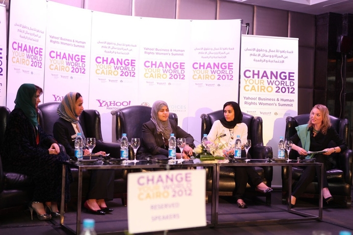 Discussion panel at the today's 'Change Your World' Summit, hosted by Yahoo! Yahoo! hosts women's summit in Cairo