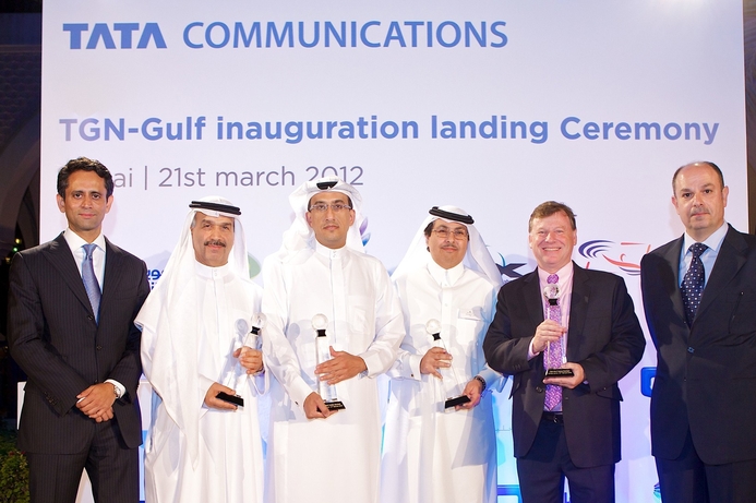 TGN-Gulf landing partners with Vinod Kumar, MD & CEO Tata Communications and Radwan Moussalli, MD,MENA Tata Communications. Tata Communications completes global cable network