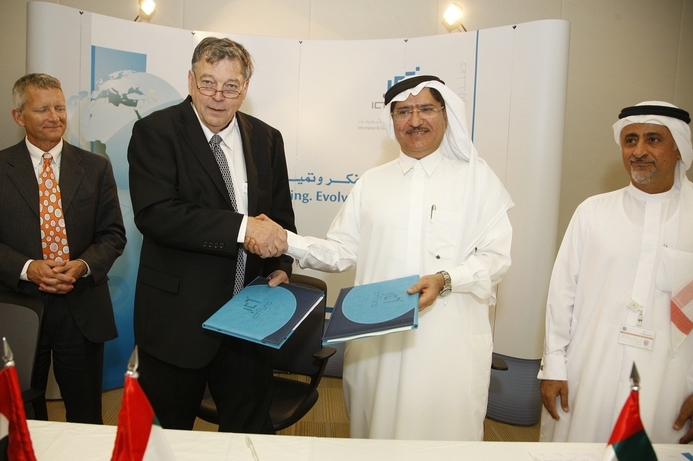 (l-r) Dr Jeremy Haefner, Vice-President of RIT New York; Dr Luther Troell, Interim President, RIT Dubai; Dr Abdulqader Al Khayat, Chairman of the Board of Trustees of the ICT Fund, TRA and Dr Eissa Al Bastaki, CEO of ICT Fund. RIT and UAE TRA deal for IT scholarships