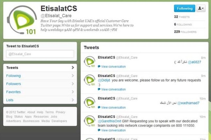 Etisalat's new dedicated customer service portal on Twitter. Etisalat unveils customer care portal on Twitter