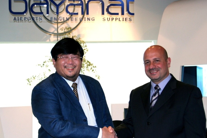 Dr David KM Chew, left, executive chairman, Stratech Systems Limited and Mr Alan Bourjeily, general manager of BAES Bayanat, Stratech team up on UAE runway safety