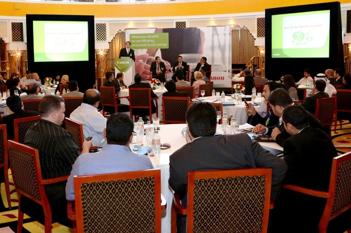 Canon Emirates’ seminar was hosted with the aim of convincing C-level delegates of the benefits of MPS. Canon Emirates targets verticals for MPS