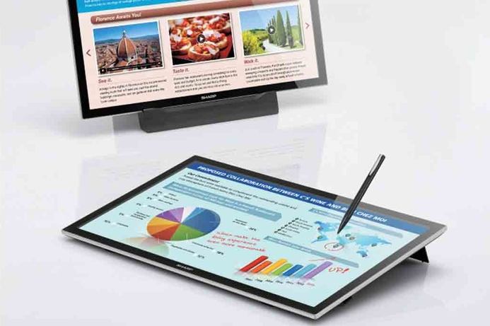 The 20 Inch comes with the world’s thinnest stylus, at 2mm. Sharp’s 20 Inch touch-screen arrives in ME