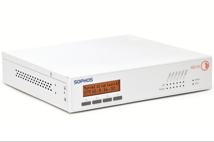 Sophos RED 50 comes with a 4-port gigabit switch and two gigabit wide area network interfaces. Sophos extends UTM to the enterprise