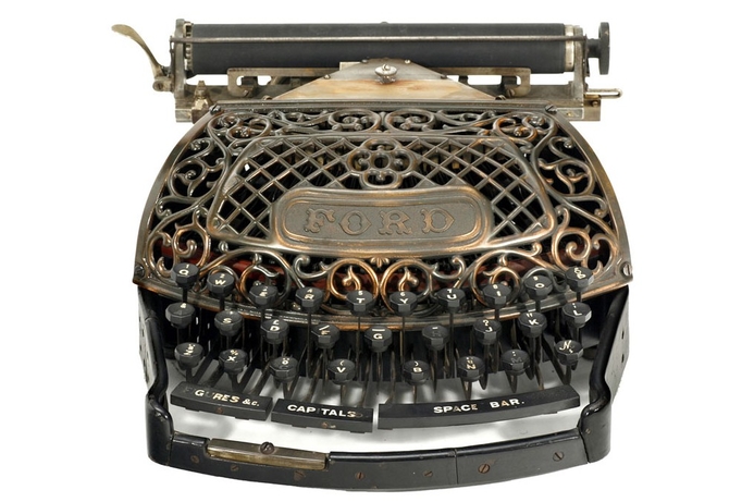 Of course the foundation of the Qwerty keyboard, a staple in modern computing, lies in early typewriters such as this 1895 Ford typewriter with filigree copper grille, estimated at between US$13,000 and $20,000. Pioneering tech up for auction