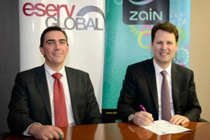 Paolo Montessori (left), CEO, eServGlobal, and Scott Gegenheimer, CEO, Zain Group. Zain hires eServGlobal for mobile money solution