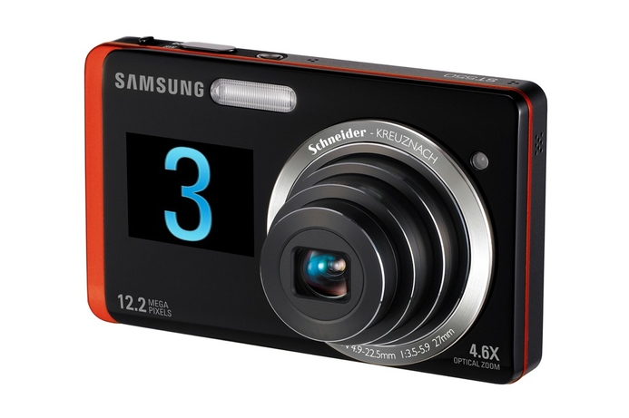 The camera has a built-in Self Timer with Shutter and Function information for added convenience. Samsung puts two screens on new cameras