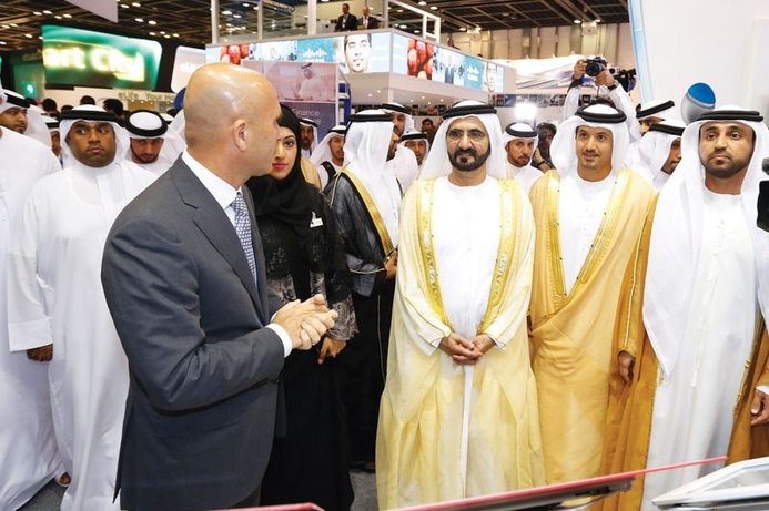 His Highness Sheikh Mohammed bin Rashid Al Maktoum, the Vice President and Prime Minister of the UAE, and Ruler of Dubai touring GITEX yesterday. HH Sheikh Mohammed officially opens GITEX