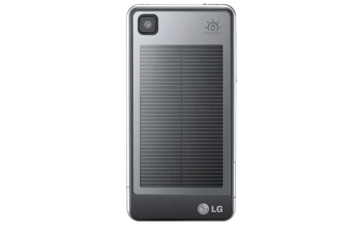 Solar battery cover on LG Pop. LG debuts solar-powered cellphone