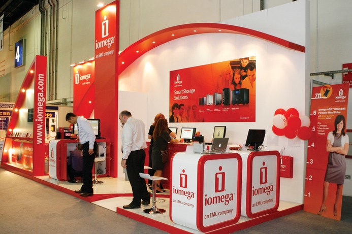 Iomega’s stand at GITEX, the company is showcasing its portable drives. Iomega shows eGo portable drives