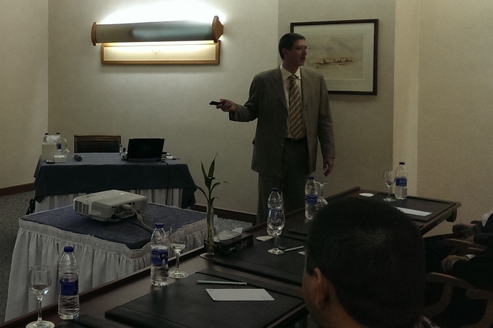 Quantum's Childs leads one of the partner training sessions the company held in alliance with StorIT. StorIT, Quantum host seminars for partners