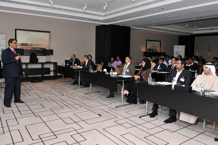 Mohammed Zameer, GM, Al Rostamani Communications delivers a presentation at the seminar. Alcatel-Lucent, Al Rostamani host enterprise seminar