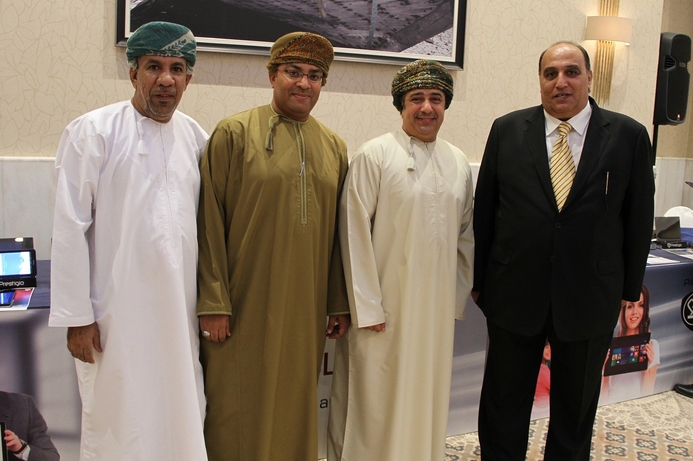 Prestigio's Hesham Tantawi (right) with executives from MG-Group at the recent channel event held in Oman to launch new products. Prestigio,MG-Group partner for Oman