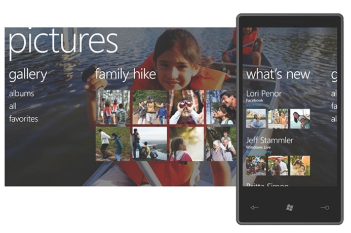 Pictures hub for managing and sharing photos Microsoft shows off new mobile OS