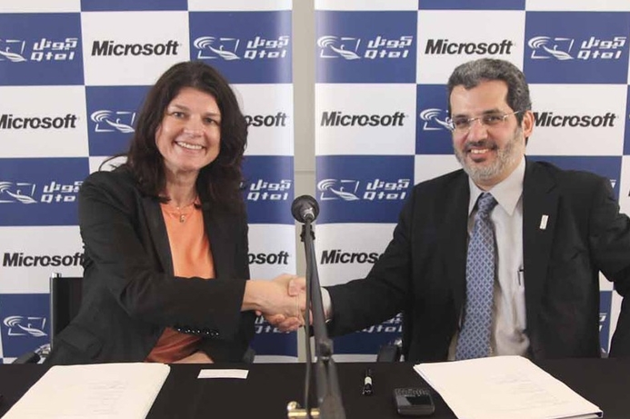 Marianne Röling, managing director, Mobile Industry Sales, Communications Sector, Microsoft and Dr Nasser Marafih, CEO, The Qtel Group. Microsoft and Qtel to collaborate on mobile learning