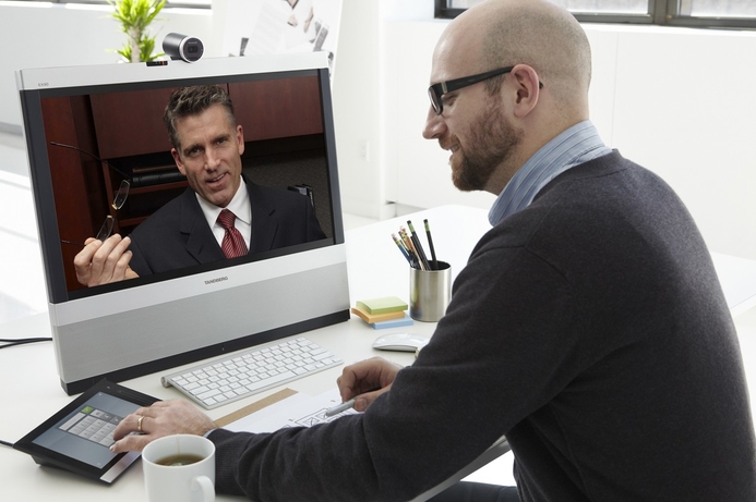 The EX90 includes 24 inch HD screen and separate 8 inch touchscreen input. Tandberg brings telepresence to the desktop