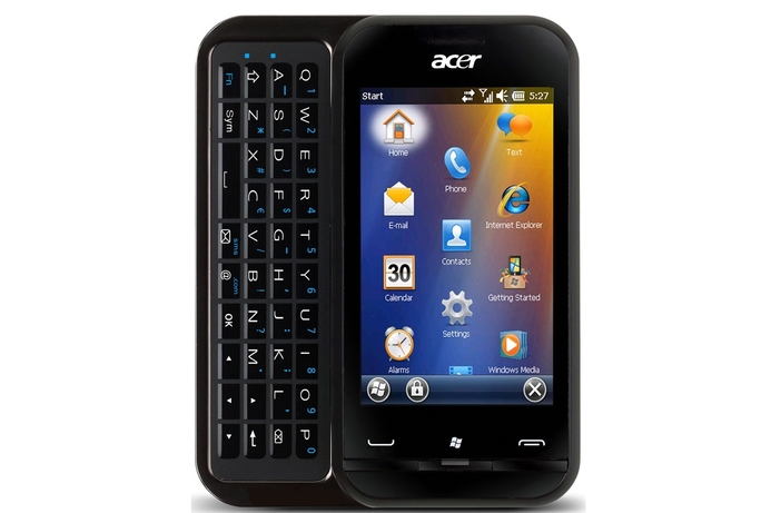The QWERTY keypad slides out from beside the touchscreen on the neoTouch P300. Acer launches neoTouch P300