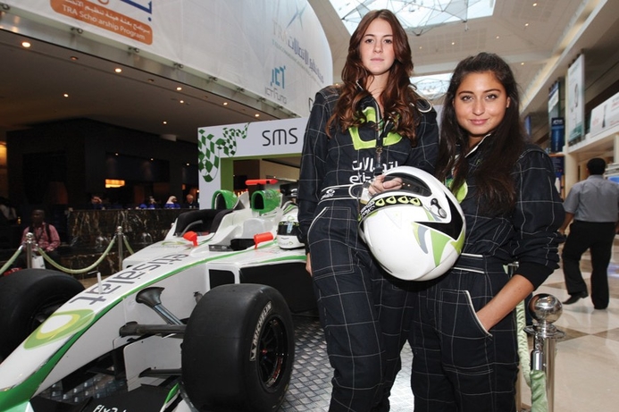 Etisalat’s F1x3 car is capable of holding the driver and two passengers. SMS and win a spin in Etisalat’s speedy car