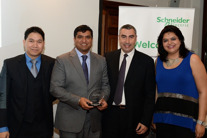 Logicom's Nair (second from left) receives the award at the APC by Schneider Electric EMEA distributor conference held recently in Greece. Logicom wins two awards from APC