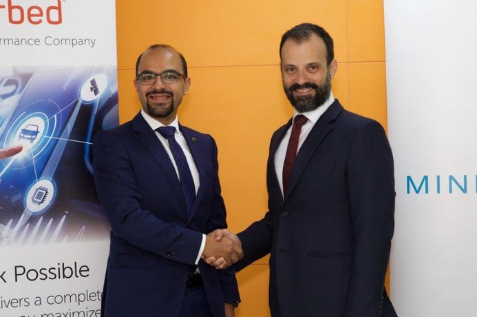 Mena Migally, Riverbed and Nicholas Argyrides of Mindware mark the new service. Mindware launches service to help customers onto the cloud