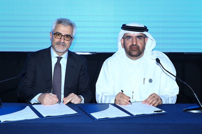 (l-r) Dr Kareem Sabbagh & HE Jamal Huwaireb signing the MoU. DarkMatter and MBRF launch cybersecurity talent program