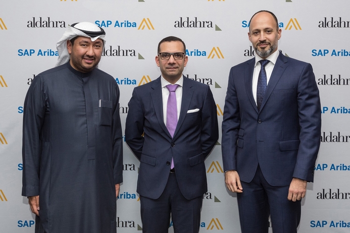 (l-r): Mohammed Al Khotani, SAP Ariba; Khadim Al Darei, Al Dahra; Gergi Abboud, SAP Middle East South. Al Dahra to use SAP Ariba for procurement