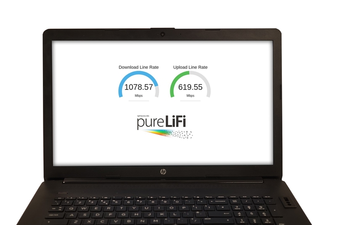 pureLiFi showed a standard HP laptop equipped with optical LiFi components designed for mobile integration. pureLiFi demonstrates laptop Gigabit LiFi at MWC