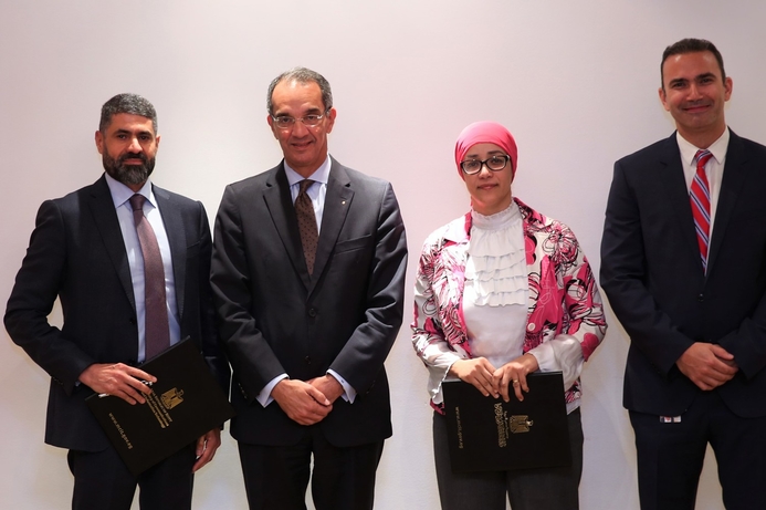 Ahmed Auda, Managing Director Middle East, Turkey & North Africa at VMware, H.E. Dr. Amr Talaat, Egypt’s Minister of Communications and Information Technology, Dr. Heba Saleh, Chairman of ITI, Ahmed Al Saadi, Regional Manager of VMware Egypt and North Africa and the Levant. ITI and VMware collaborate to secure ICT careers for Egyptian youth