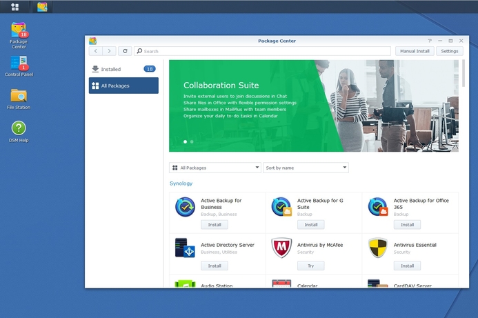 The interface of DiskStation Manager 6.2 that runs on Synology's hardware Synology unveils DiskStation Manager 6.2.2